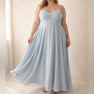 Jenny Yoo Bridesmaid Light Blue Floor Length Formal Bridesmaid Maxi Dress
